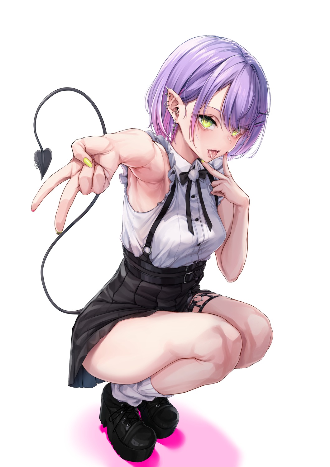 garter, hololive, kurofude_anna, pointy_ears, tail, tokoyami_towa