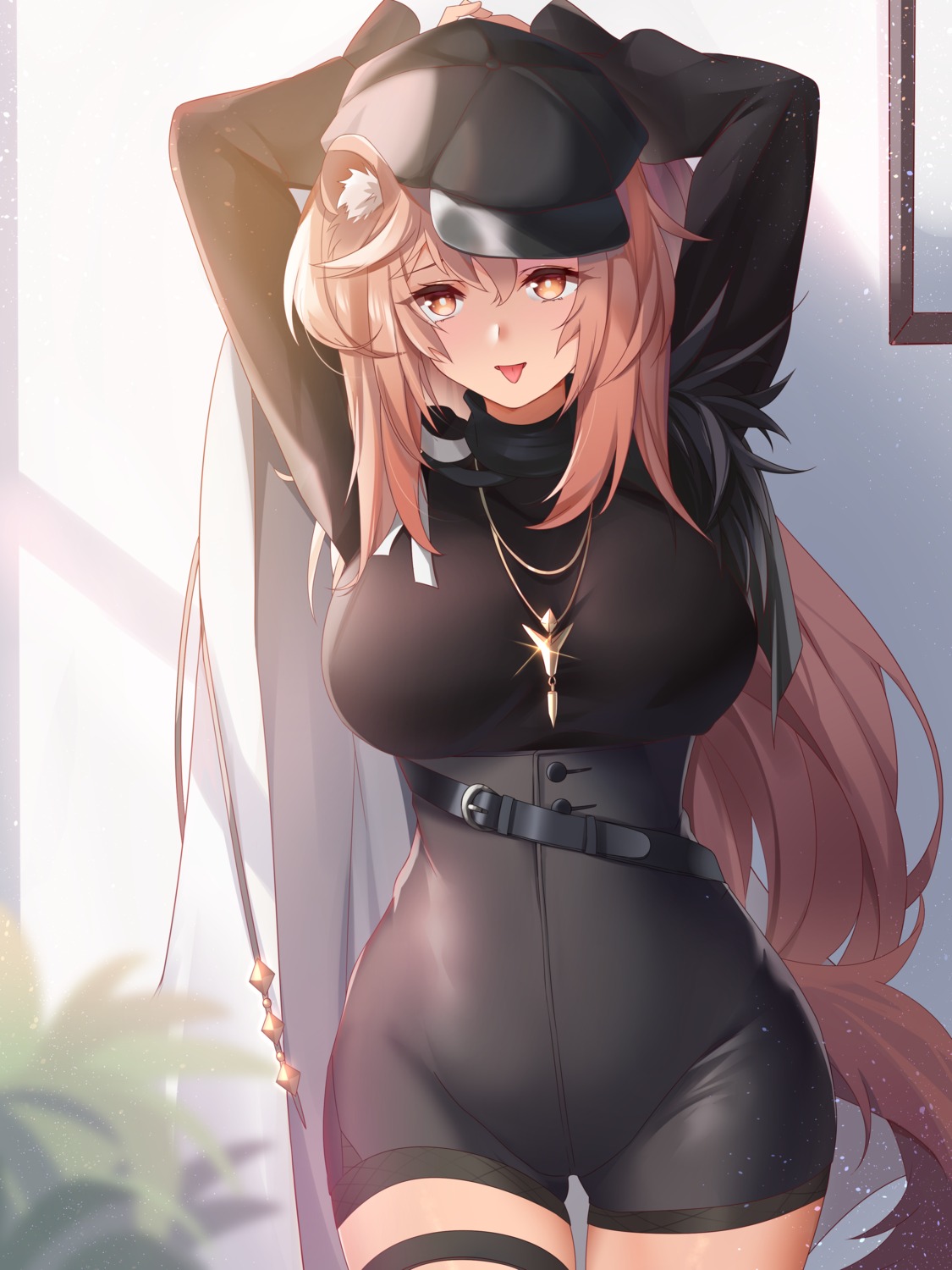 animal_ears, arknights, garter, gravel_(arknights), lingshalan
