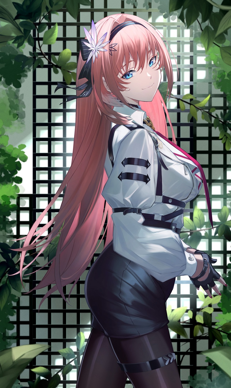garter, hololive, pantyhose, skymax, takane_lui, uniform