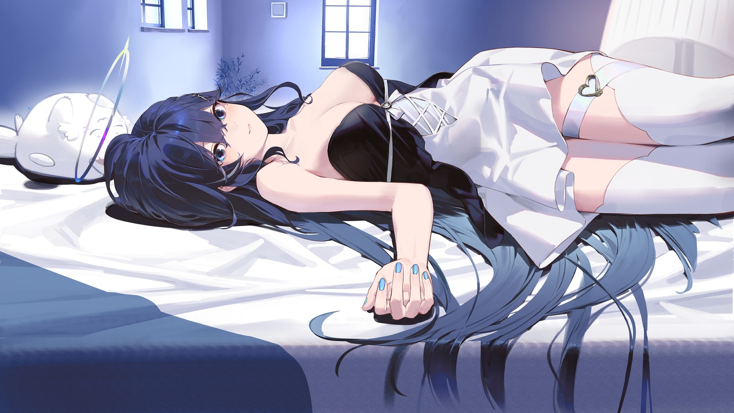 angel, dress, garter, kitada_mo, no_bra, thighhighs