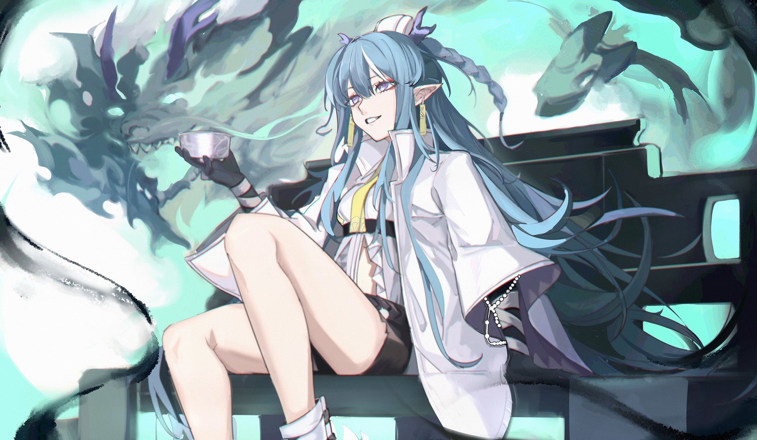 arknights, horns, ling_(arknights), ne2op, pointy_ears