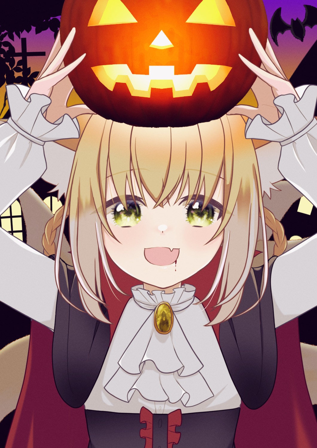 animal_ears, arknights, blood, halloween, suzuran_(arknights), yokuto