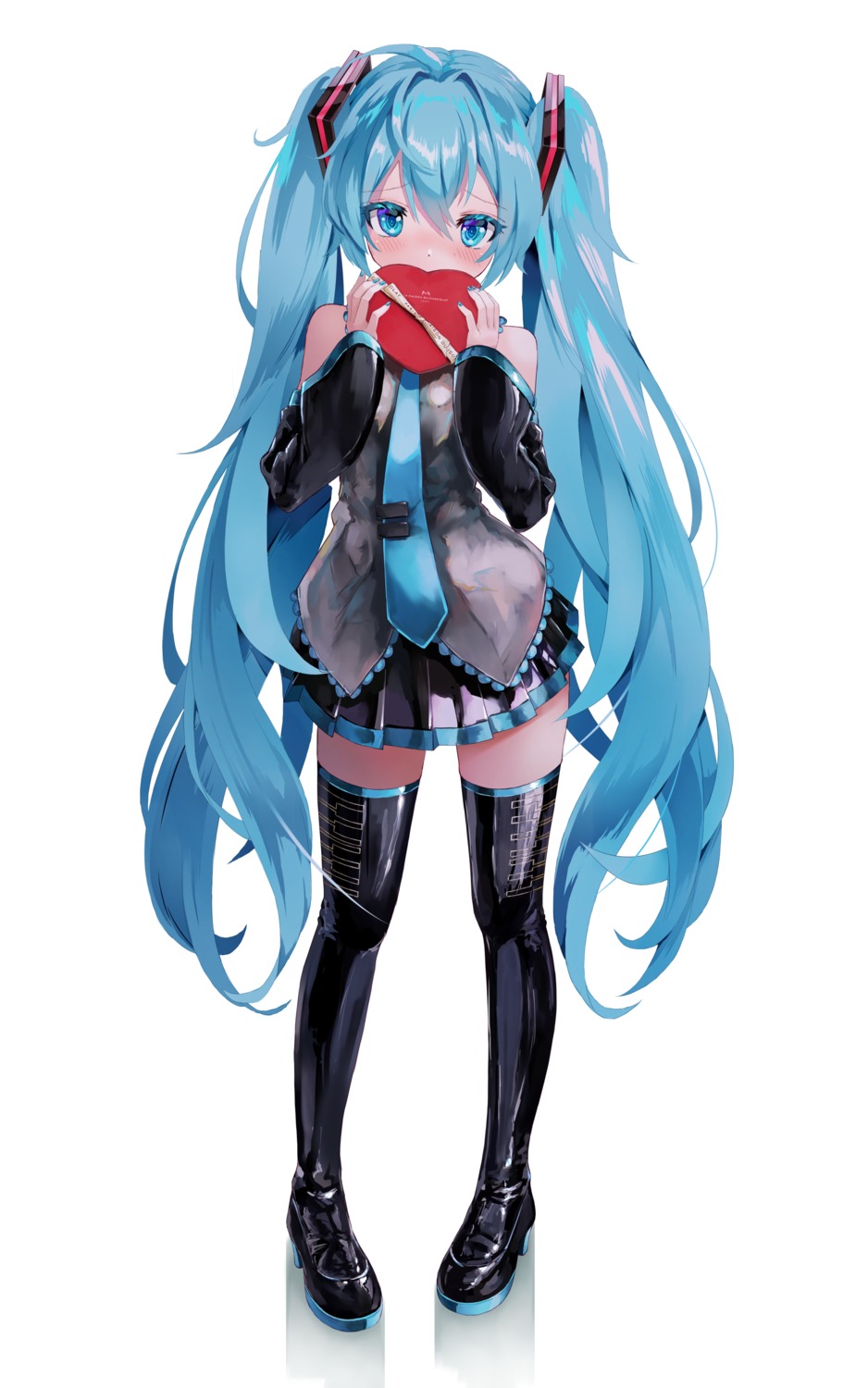 hatsune_miku, heels, takepon1123, thighhighs, valentine, vocaloid