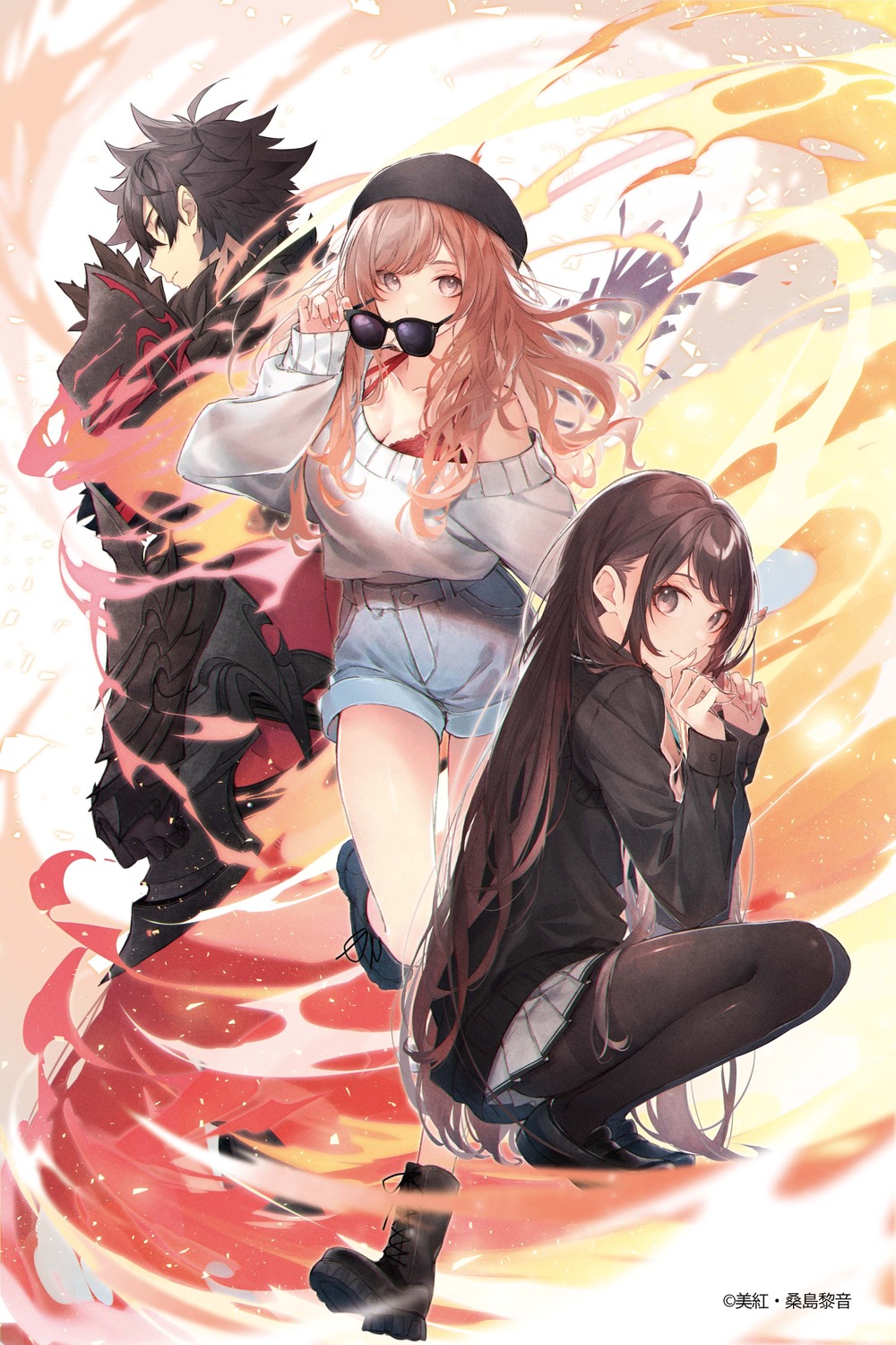 armor, bra, cleavage, houjou_kaori, isekai_de_cheat_skill_wo_te_ni_shita_ore_wa_genjitsu_sekai_wo_mo_musou_suru, kuwashima_rein, megane, midou_miu