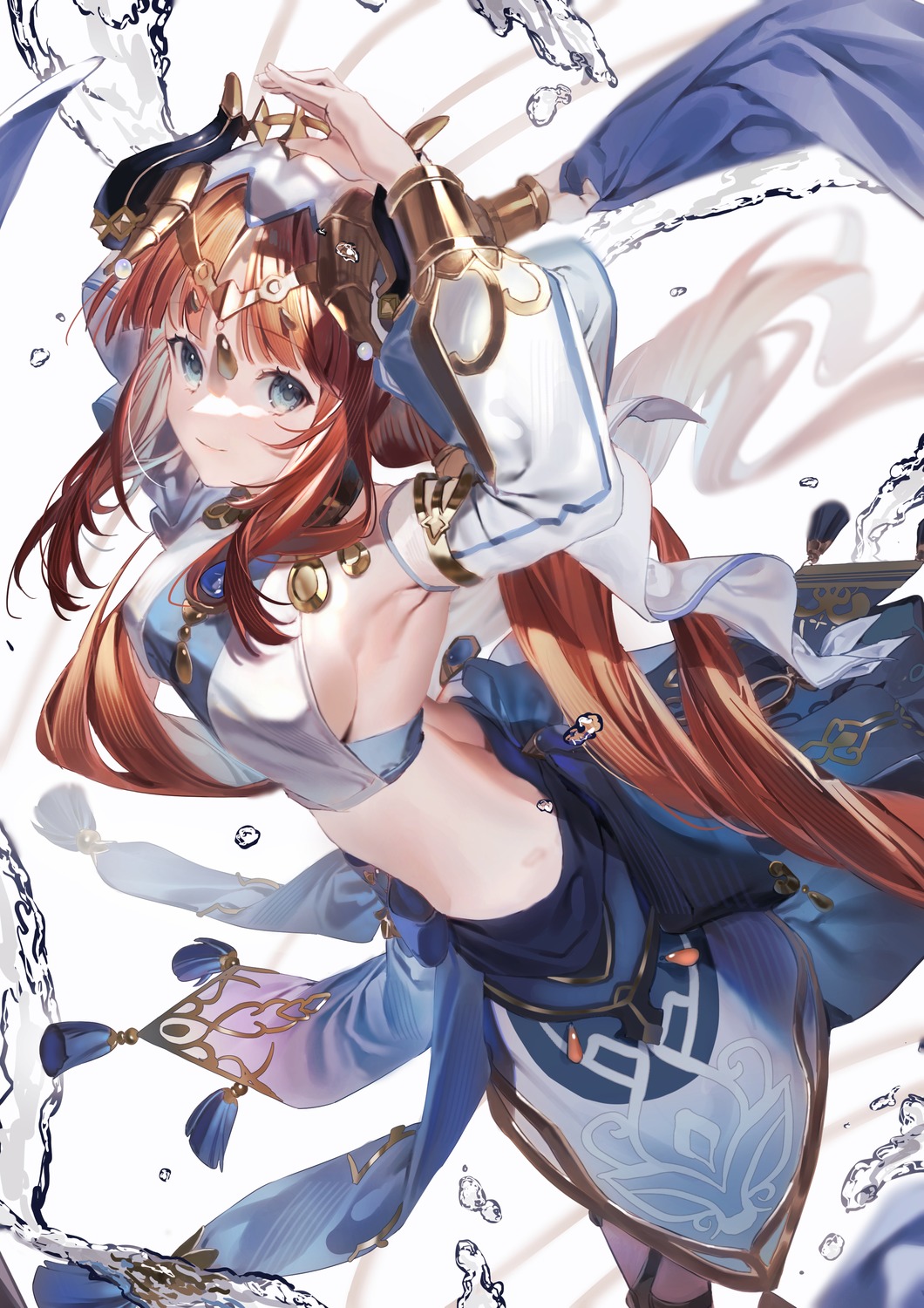 genshin_impact, hatachi8p, horns, nilou, no_bra