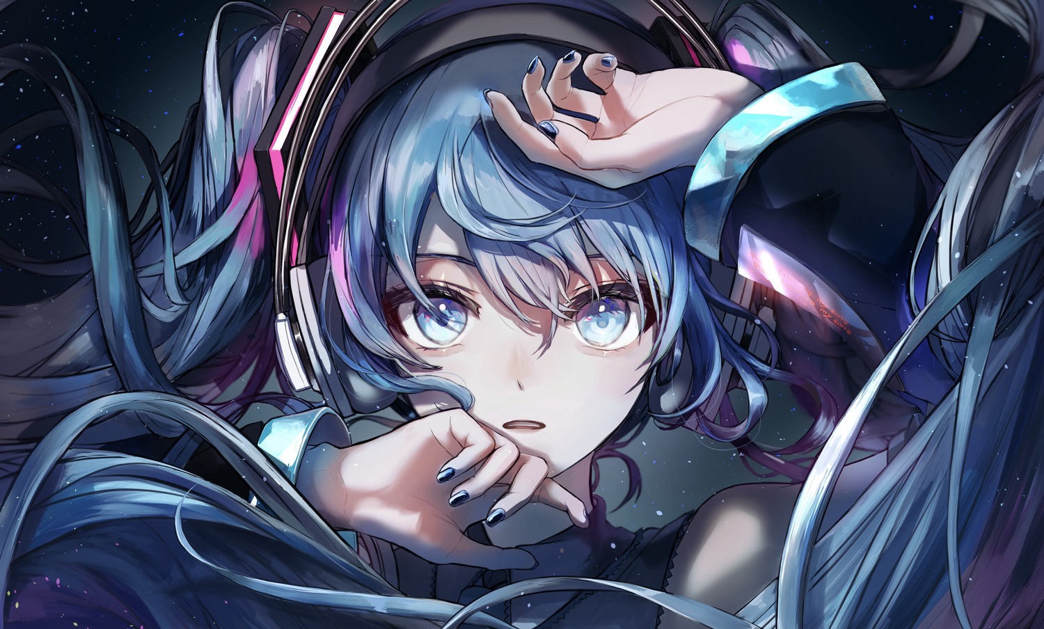 hatsune_miku, headphones, pipi_(hana_no_orchestra), vocaloid