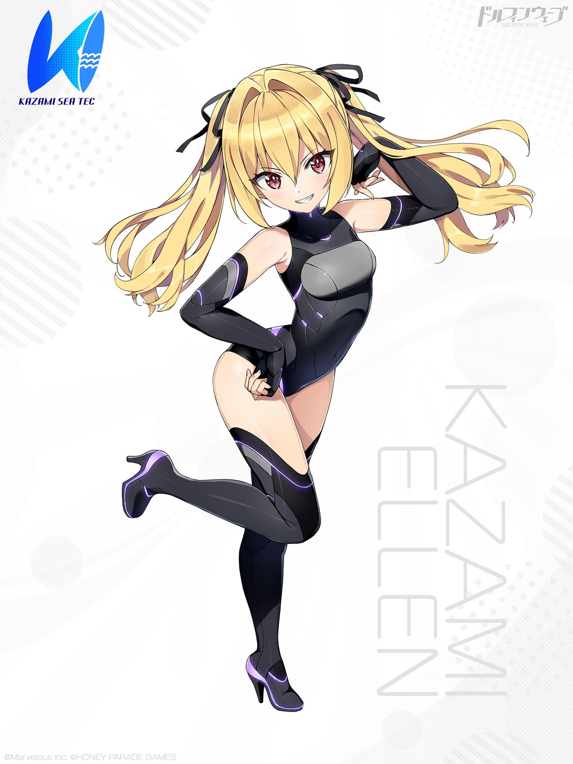 dolphin_wave, heels, kazami_ellen, leotard, takuji, thighhighs