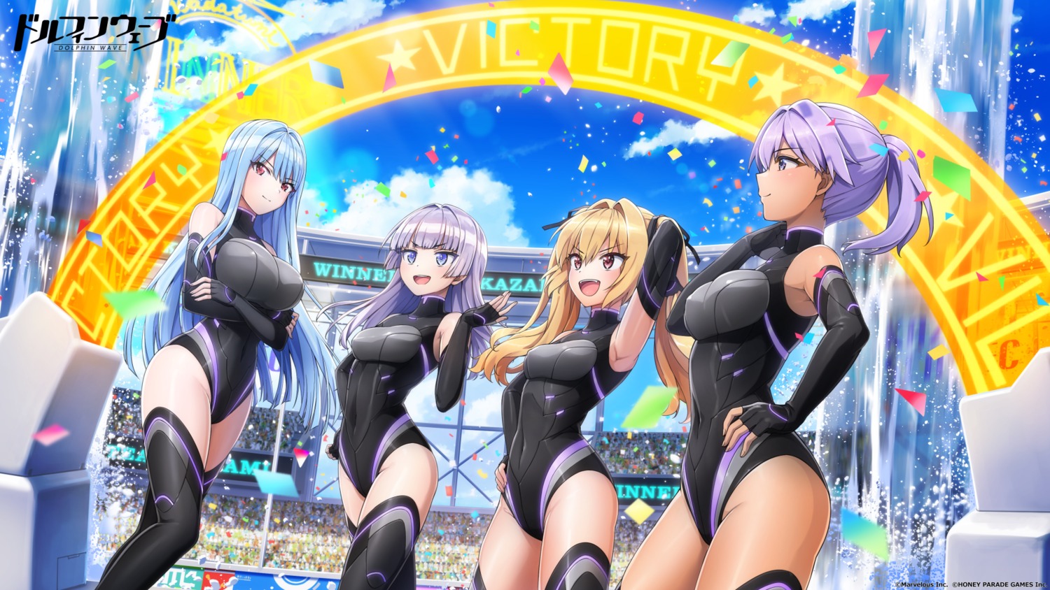 dolphin_wave, kazami_ellen, leotard, nayuki_hiori, schnee_weissberg, souma_hayate, takuji, thighhighs, wallpaper
