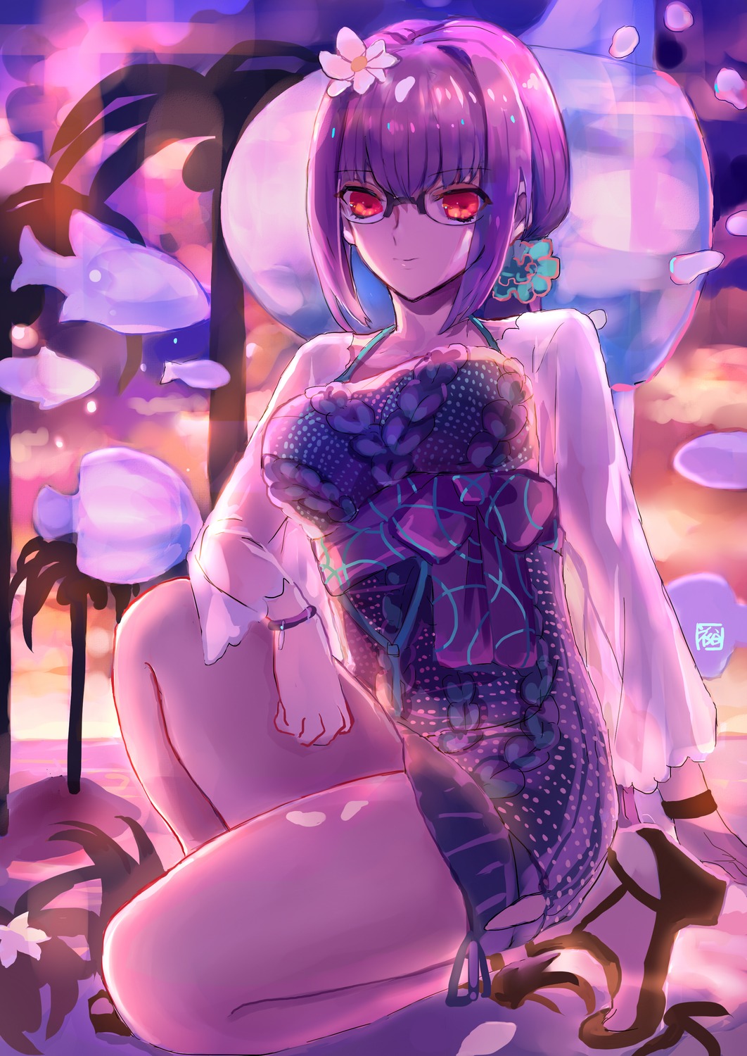 dress, fate/grand_order, heels, megane, scathach_skadi, see_through, sweater, yuuutsuda
