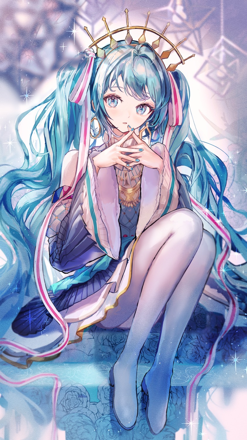 dress, hatsune_miku, pipi_(hana_no_orchestra), thighhighs, vocaloid