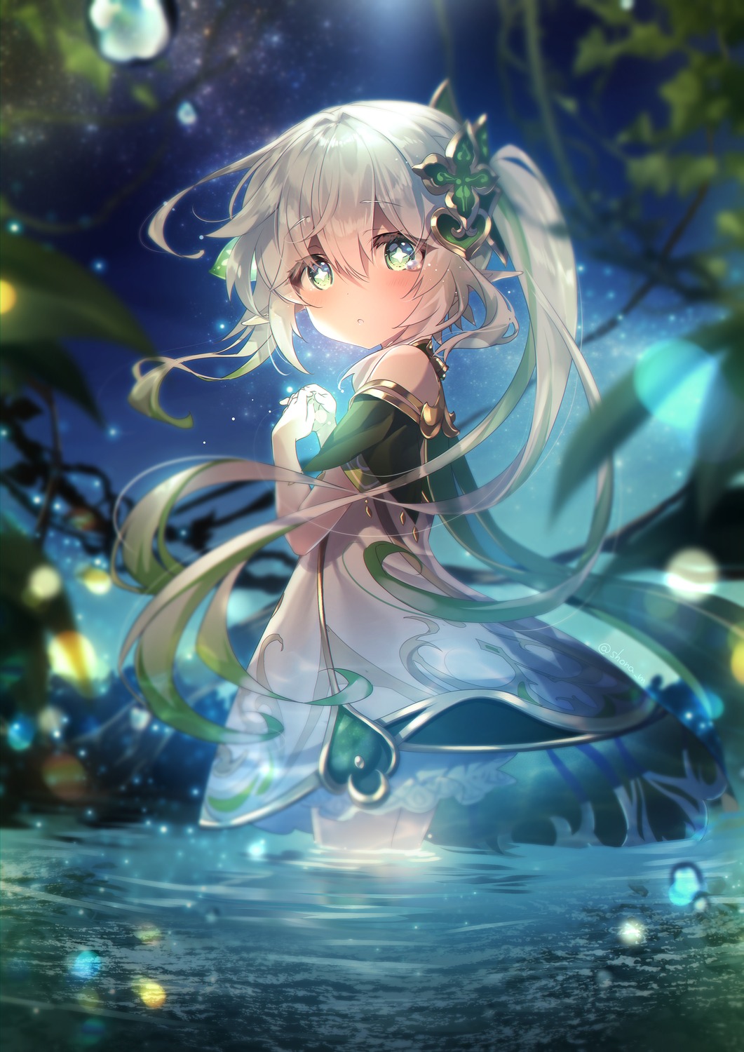 dress, genshin_impact, nahida, pointy_ears, shouna_mitsuishi, wet