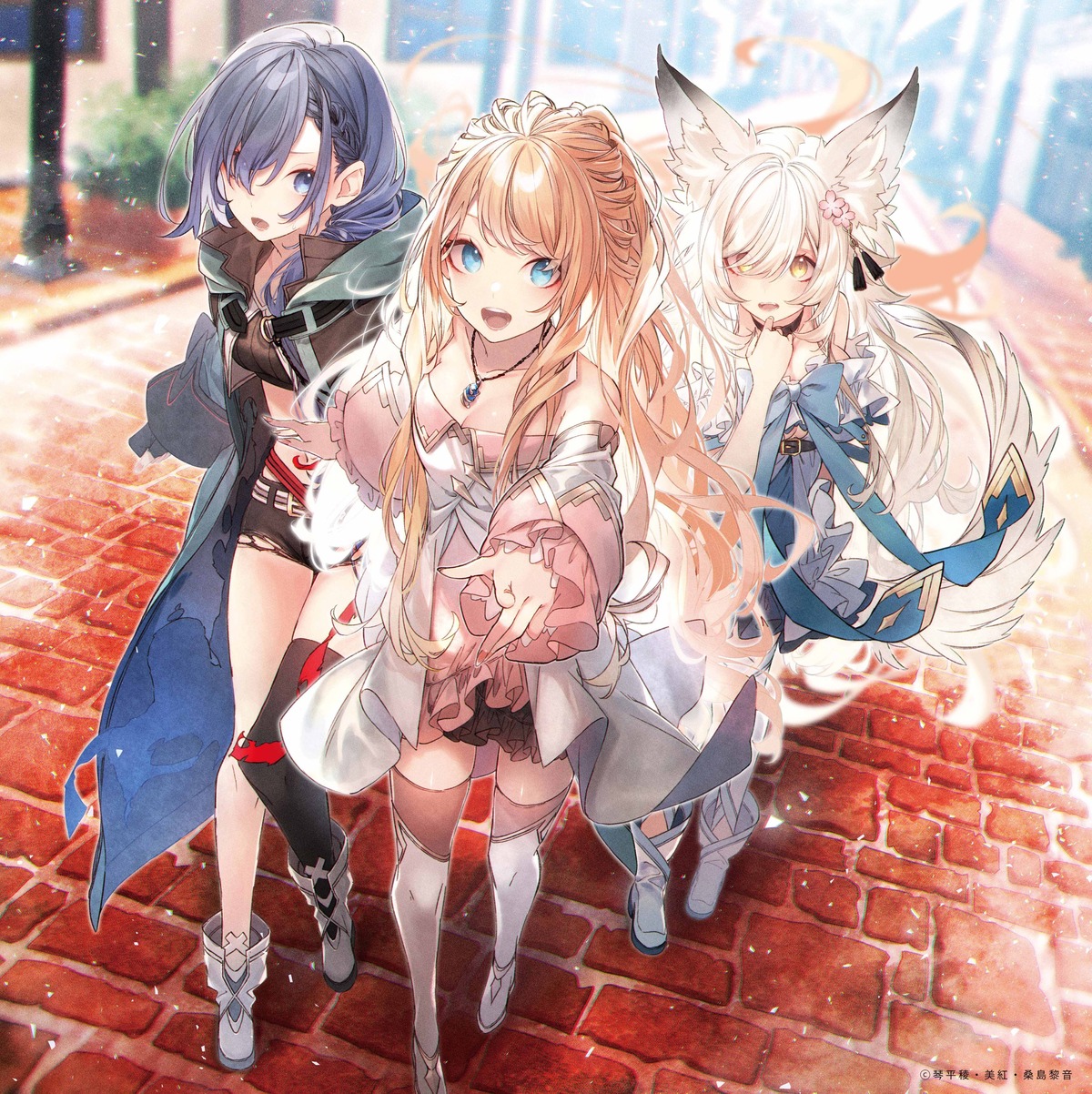 animal_ears, cleavage, dress, isekai_de_cheat_skill_wo_te_ni_shita_ore_wa_genjitsu_sekai_wo_mo_musou_suru, kuwashima_rein, lexia_von_alceria, luna_(iseleve), tail, thighhighs, tito_(iseleve), torn_clothes