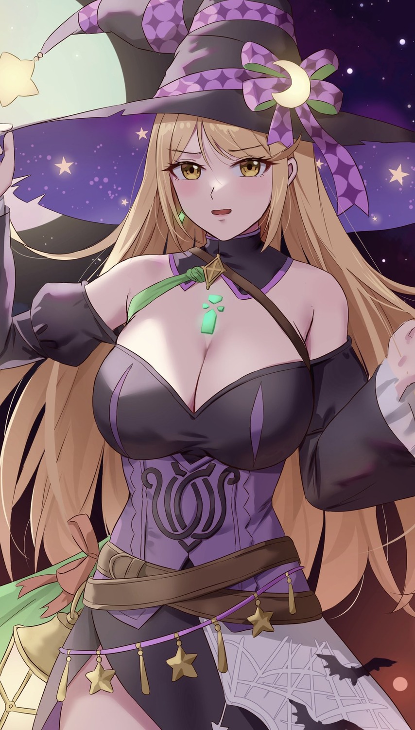 amayo_thranana, dress, halloween, hikari_(xenoblade_2), no_bra, witch, xenoblade_(series), xenoblade_2