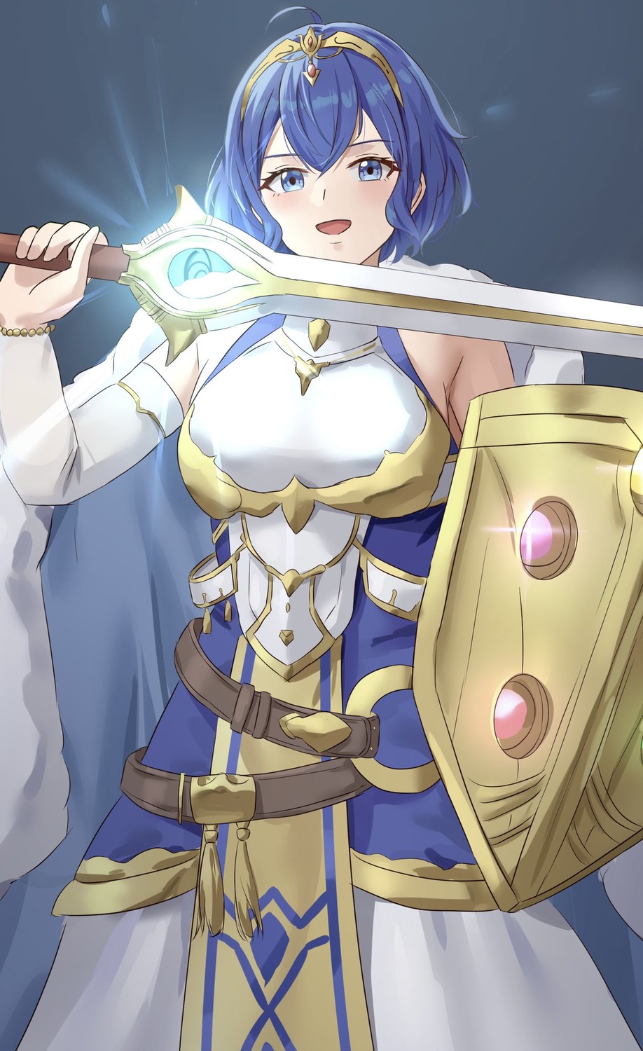 amayo_thranana, armor, fire_emblem, fire_emblem_kakusei, lucina_(fire_emblem), no_bra, sword