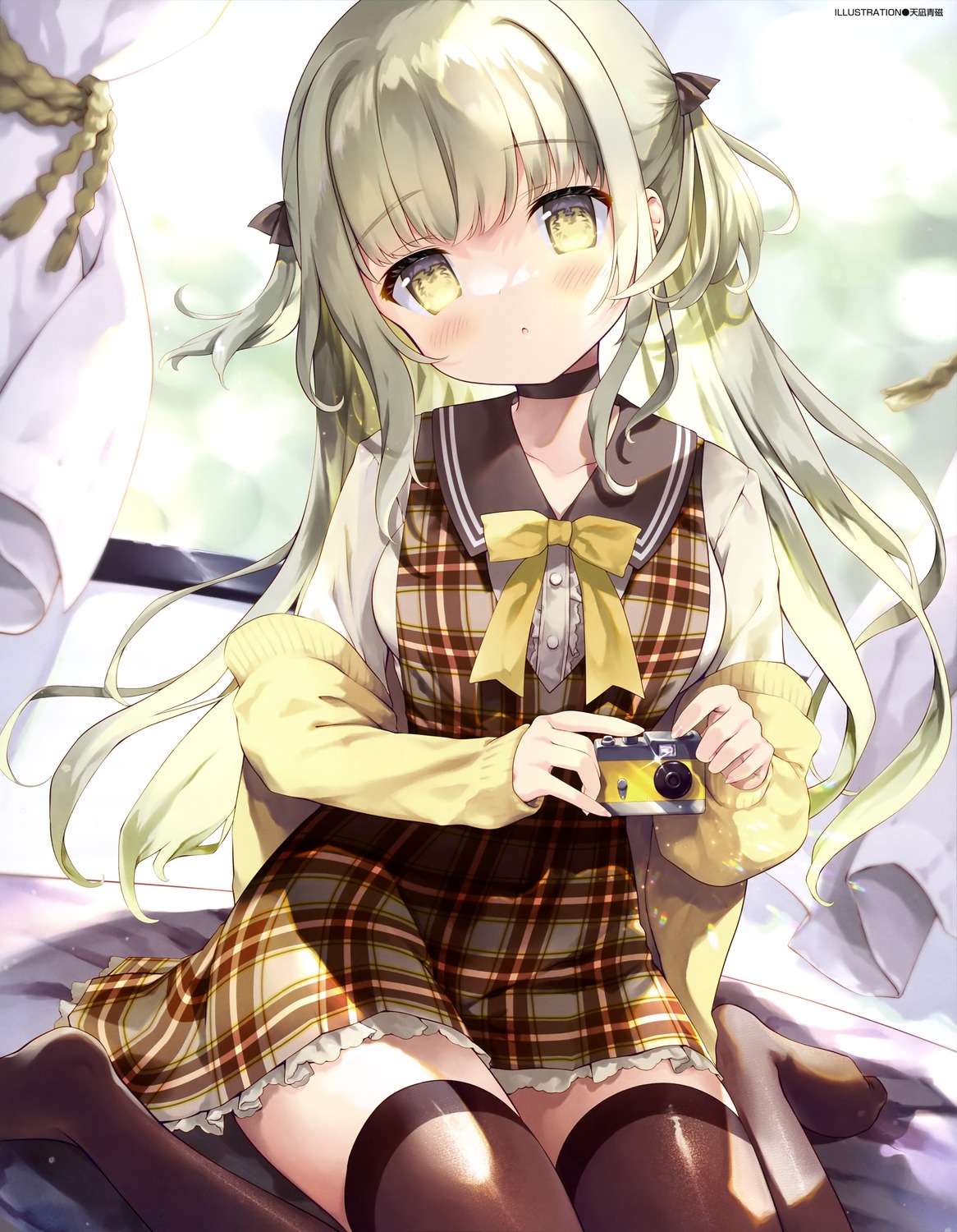 amanagi_seiji, seifuku, sweater, thighhighs