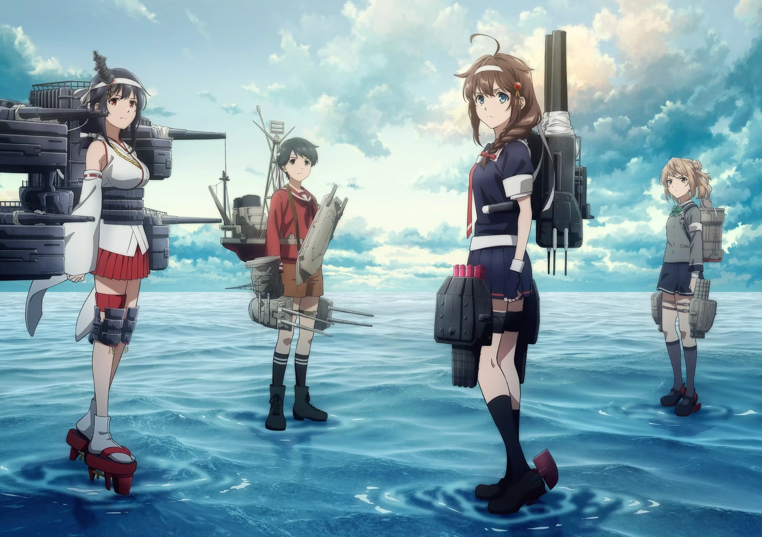 garter, japanese_clothes, kantai_collection, michishio_(kancolle), mogami_(kancolle), seifuku, shigure_(kancolle), tagme