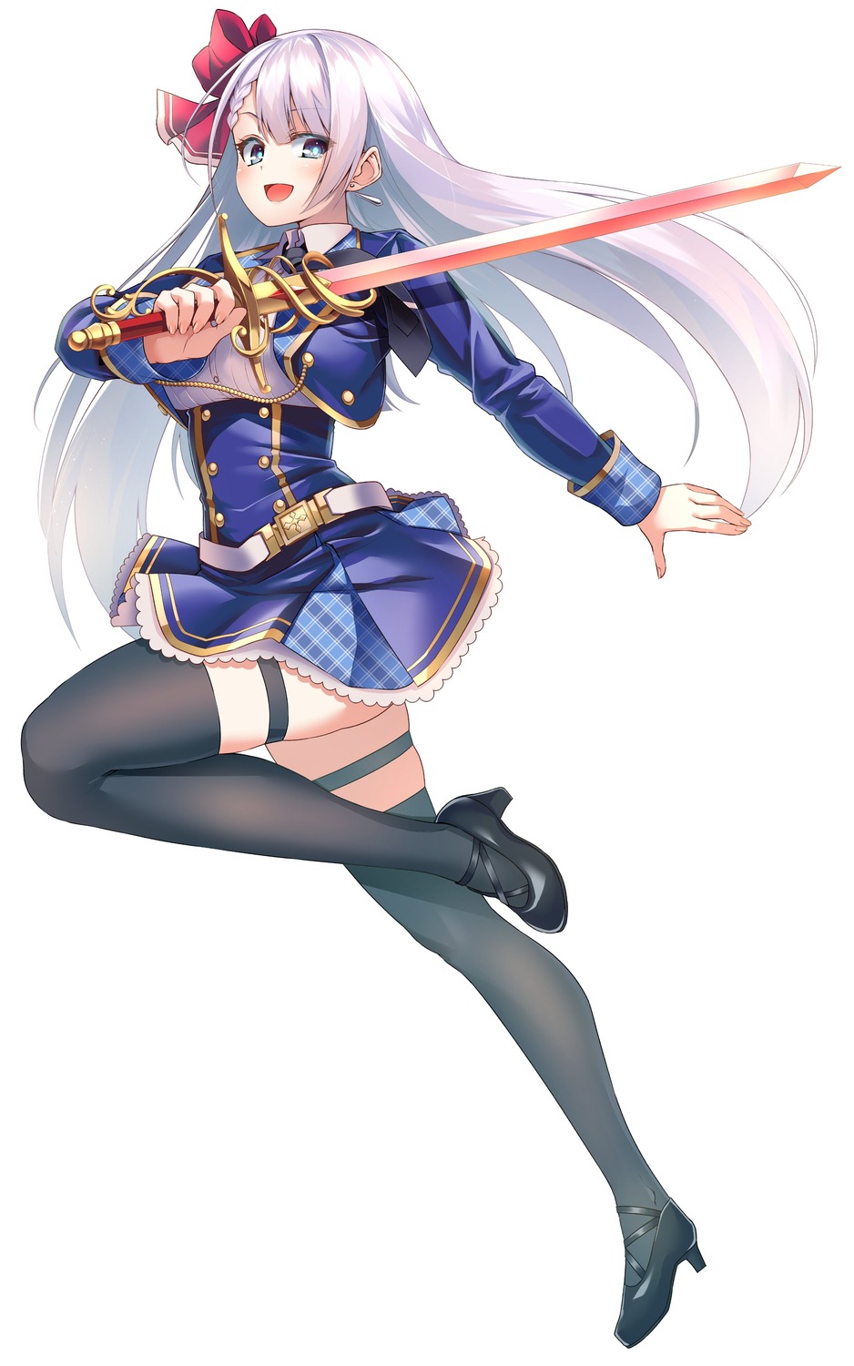 garter, heels, keigen_hichou, riselia_ray_crystalia, seifuku, seiken_gakuin_no_maken_tsukai, sword, thighhighs