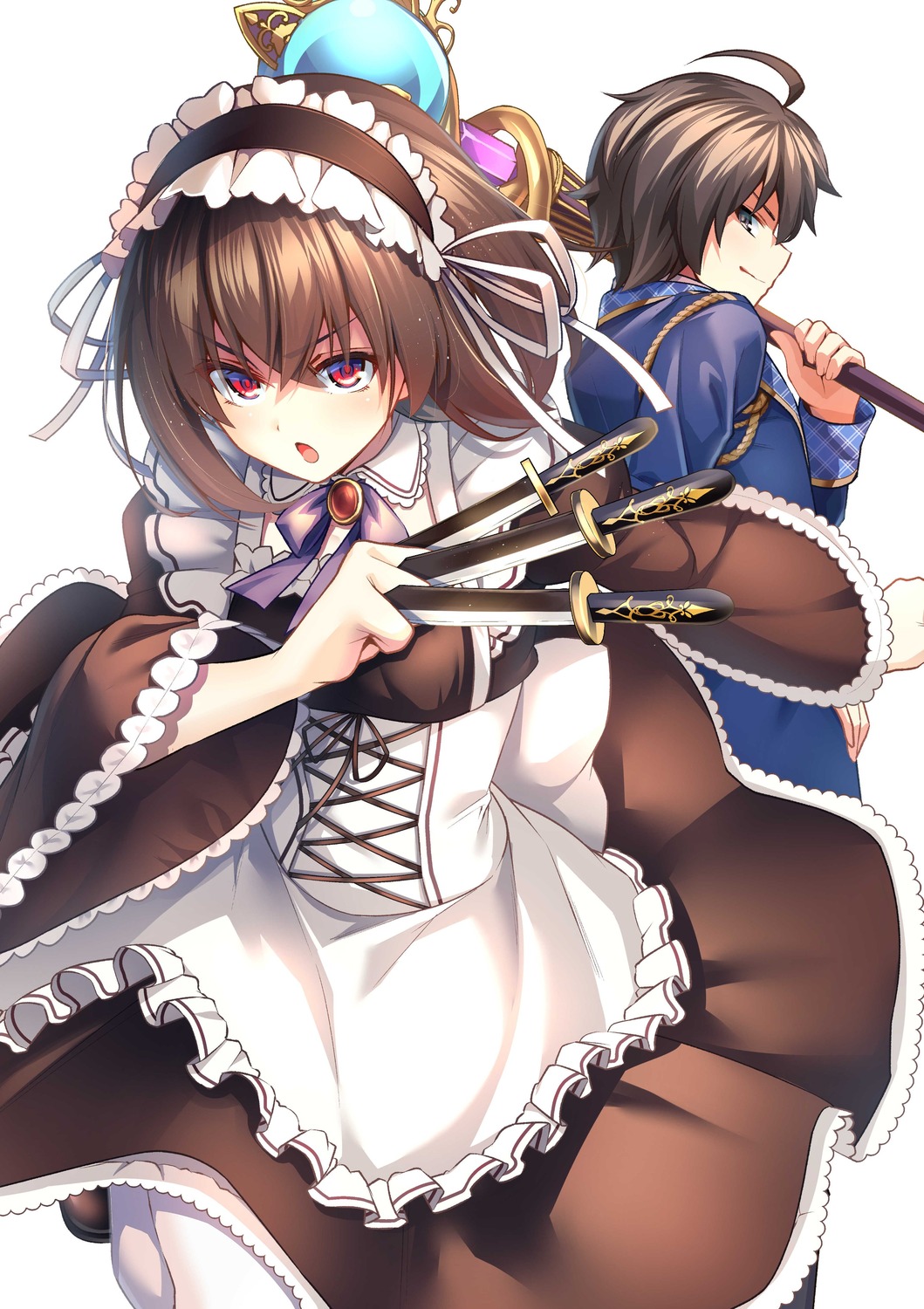 keigen_hichou, leonis_death_magnus, maid, pantyhose, seifuku, seiken_gakuin_no_maken_tsukai, shary_shadow_assassin, weapon