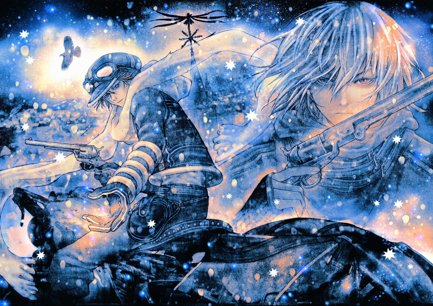 asada_hiroyuki, gauche_suede, gun, jiggy_pepper, possible_duplicate, tegami_bachi