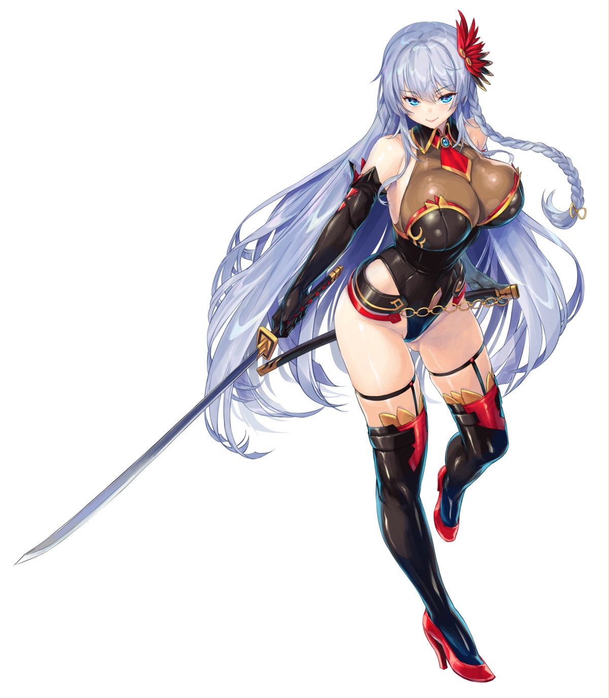 garter, heels, leotard, ore_p_1gou, stockings, sword, thighhighs