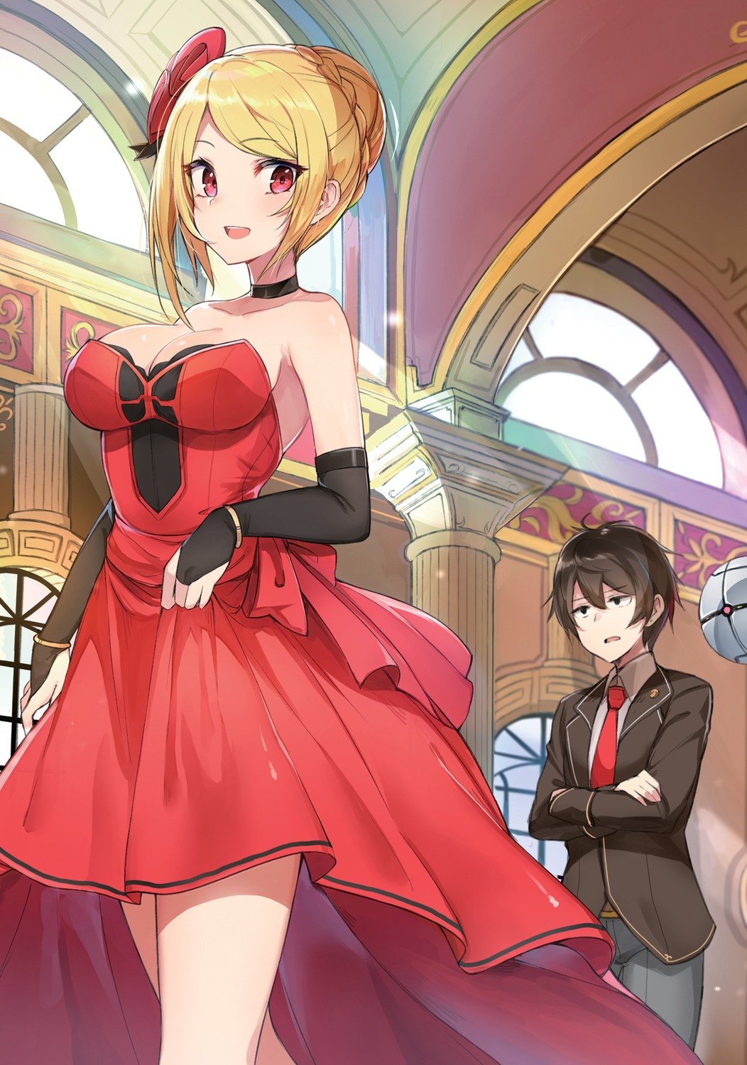 angelica_rapha_redgrave, dress, leon_fou_bartfort, mengda, no_bra, otome_gee_sekai_wa_mob_ni_kibishii_sekai_desu, seifuku