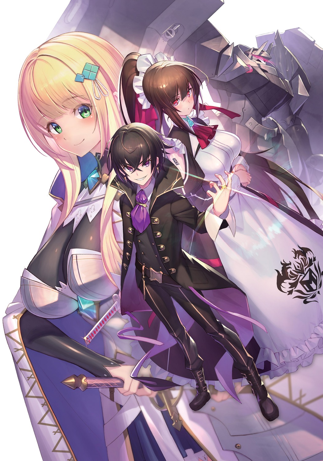 amagi_(seikankokka), armor, christiana_leta_rosebreia, liam_sera_banfield, maid, mecha, ore_wa_seikan_kokka_no_akutoku_ryoushu!, sword