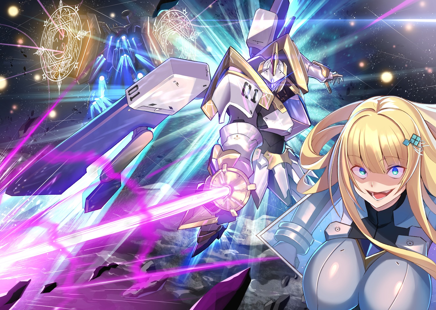 bodysuit, christiana_leta_rosebreia, mecha, ore_wa_seikan_kokka_no_akutoku_ryoushu!, sword, takamine_nadare