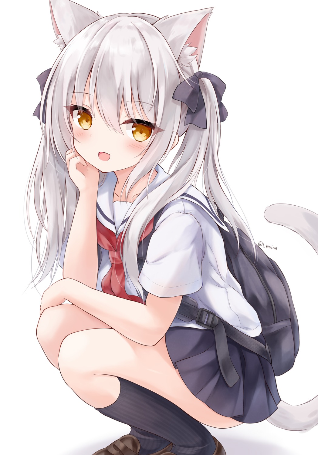 animal_ears, kata_rosu, nekomimi, seifuku, tail