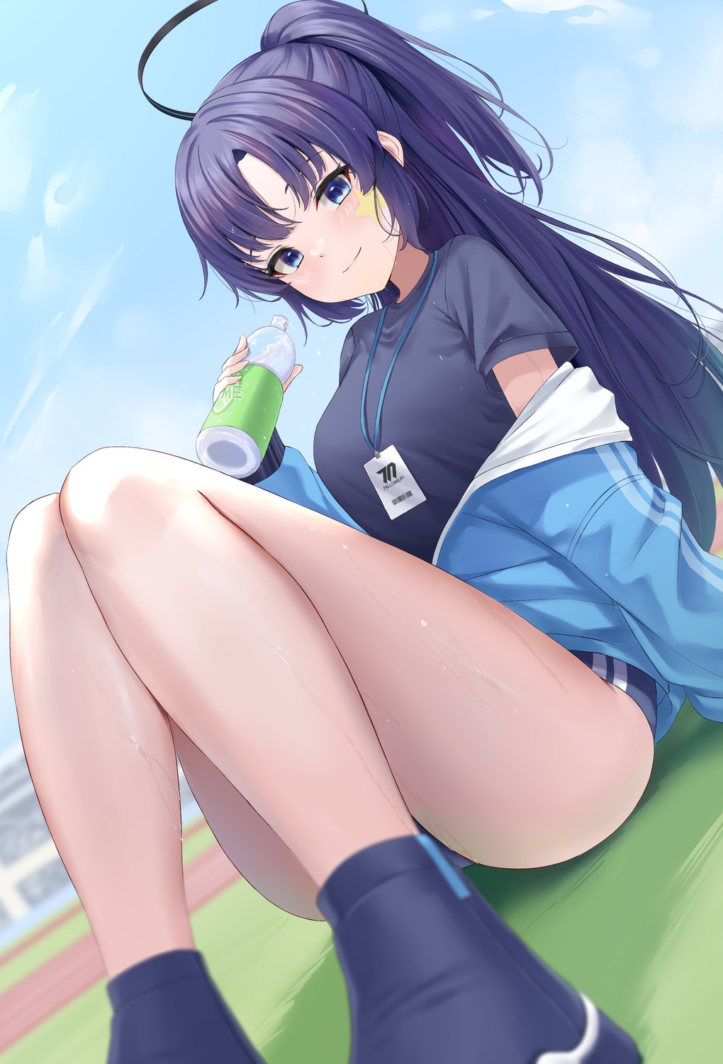 blue_archive, buruma, gym_uniform, halo, hayase_yuuka, rama_(yu-light8), tattoo