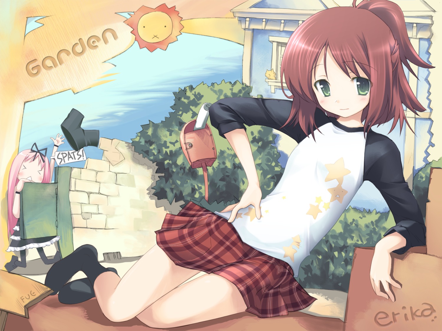 cuffs, fue, garden, himemiya_ruri, hoshino_erika, wallpaper