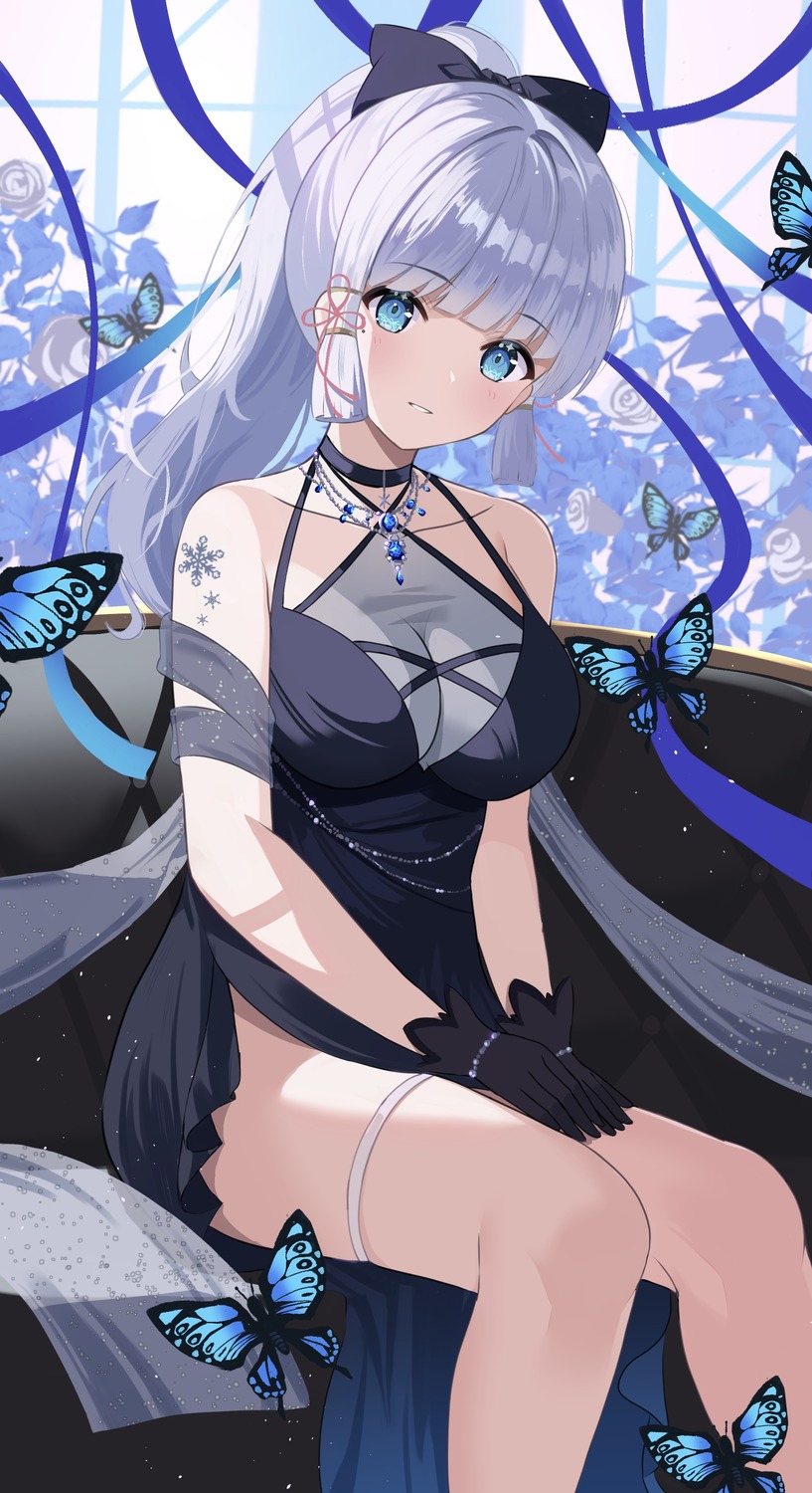 dress, garter, genshin_impact, kamisato_ayaka, rererere_mon, see_through