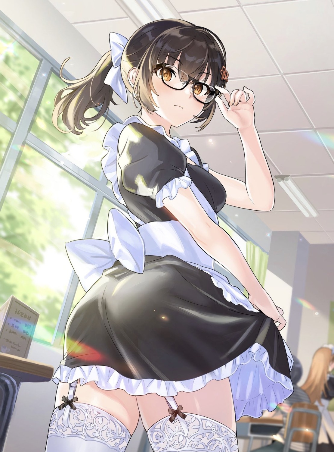 [rouhou]_ore_no_iinazuke_ni_natta_jimiko_ie_dewa_kawaii_shikanai., ass, maid, megane, skirt_lift, stockings, tantan, thighhighs