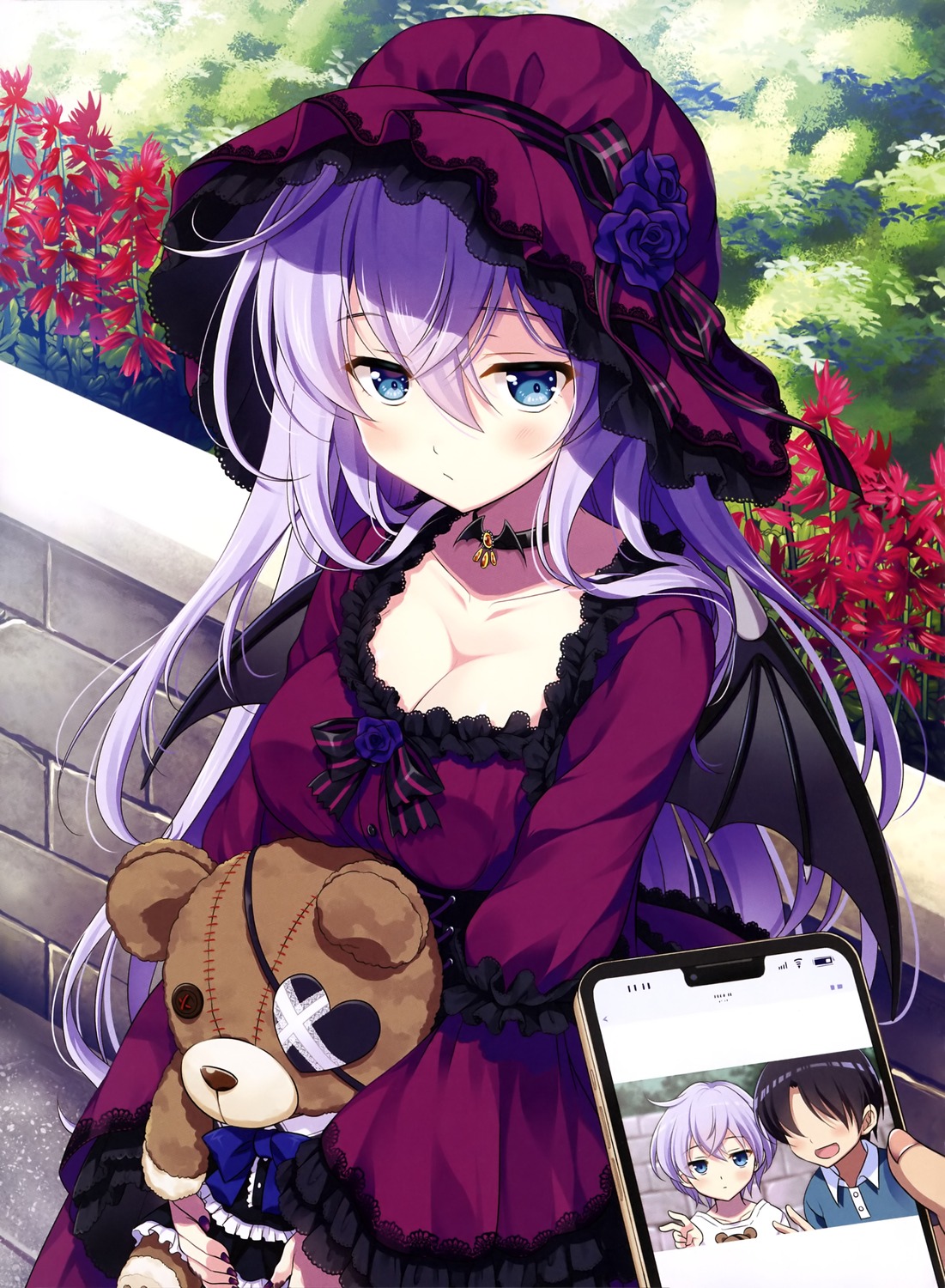 cleavage, dress, eyepatch, gothic_lolita, lolita_fashion, odawara_hakone, wings