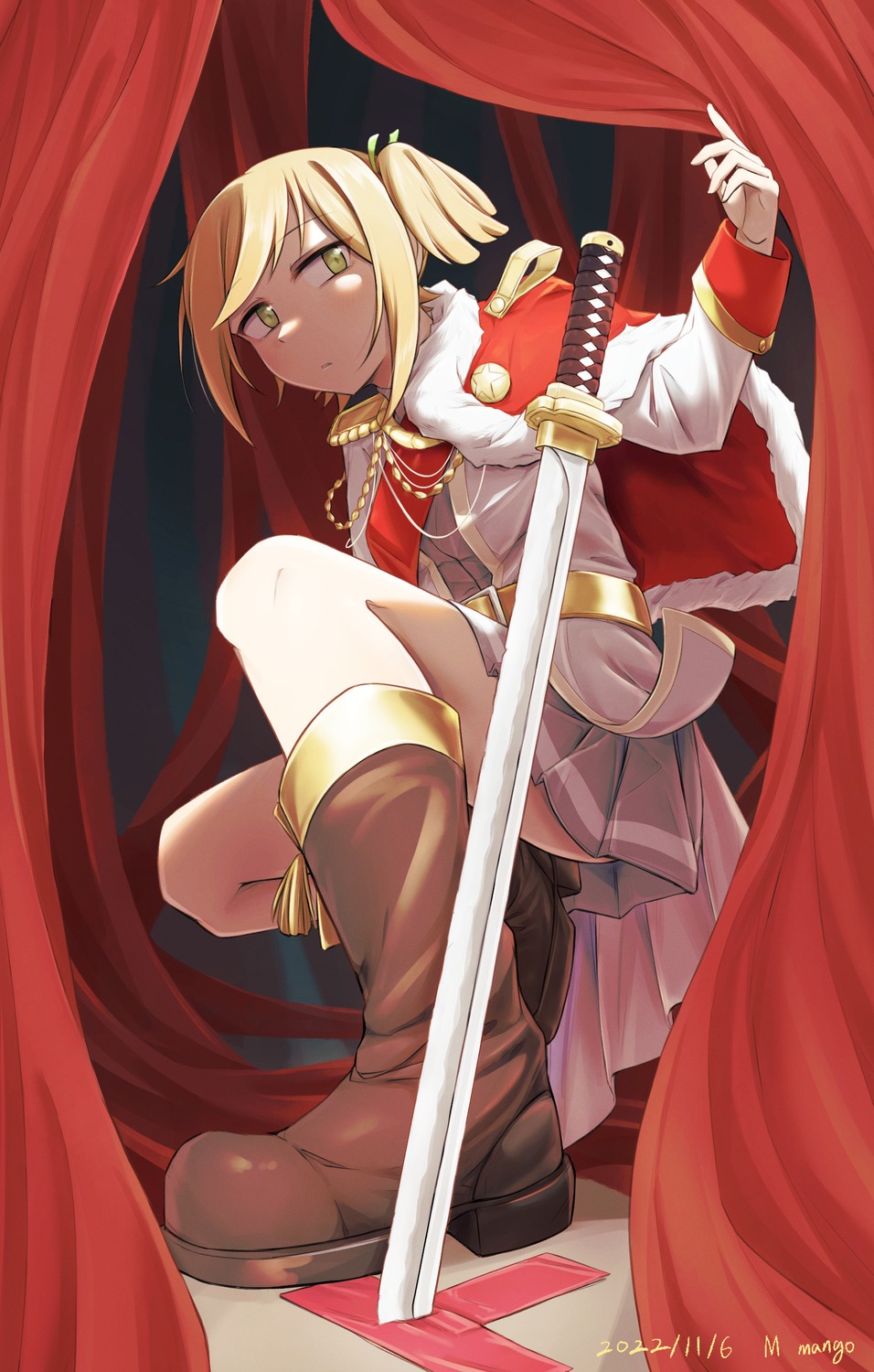 daiba_nana, m_mango, shoujo_kageki_revue_starlight, skirt_lift, sword, uniform