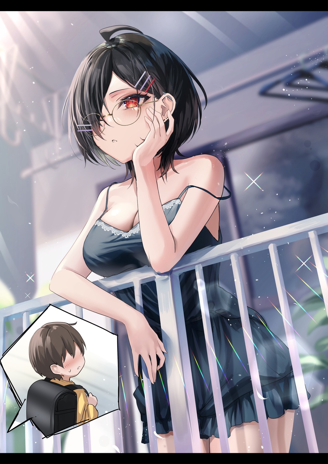 cleavage, megane, pajama, yufou