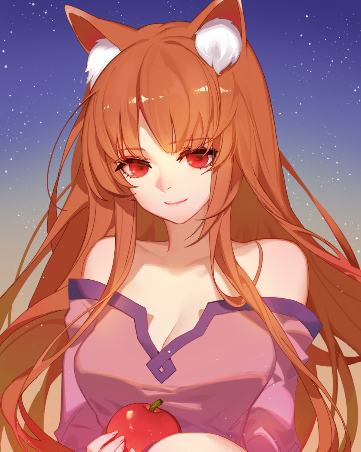 animal_ears, cleavage, holo, no_bra, songjikyo, spice_and_wolf