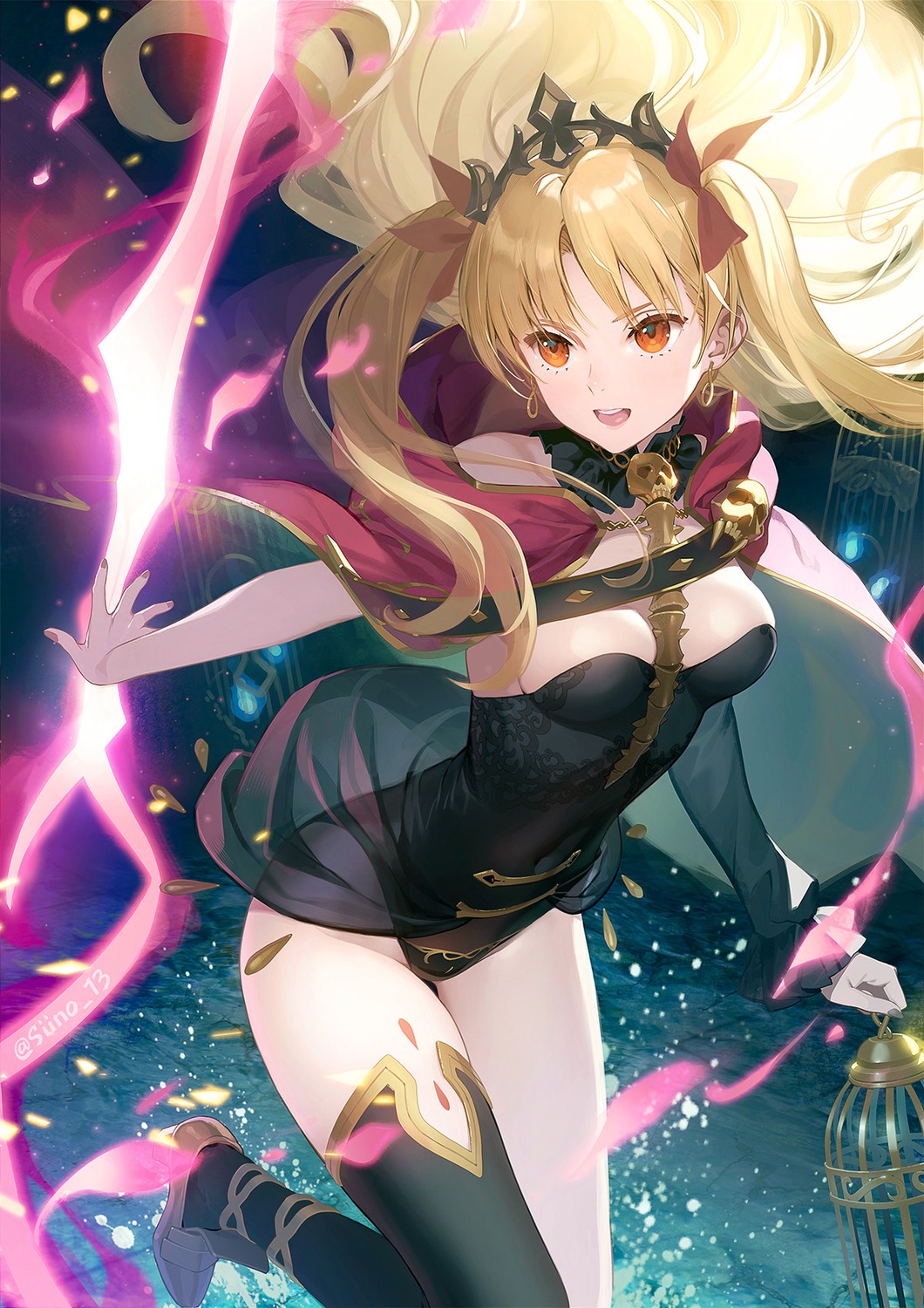 artist_revision, ereshkigal_(fate), fate/grand_order, heels, leotard, see_through, siino, thighhighs