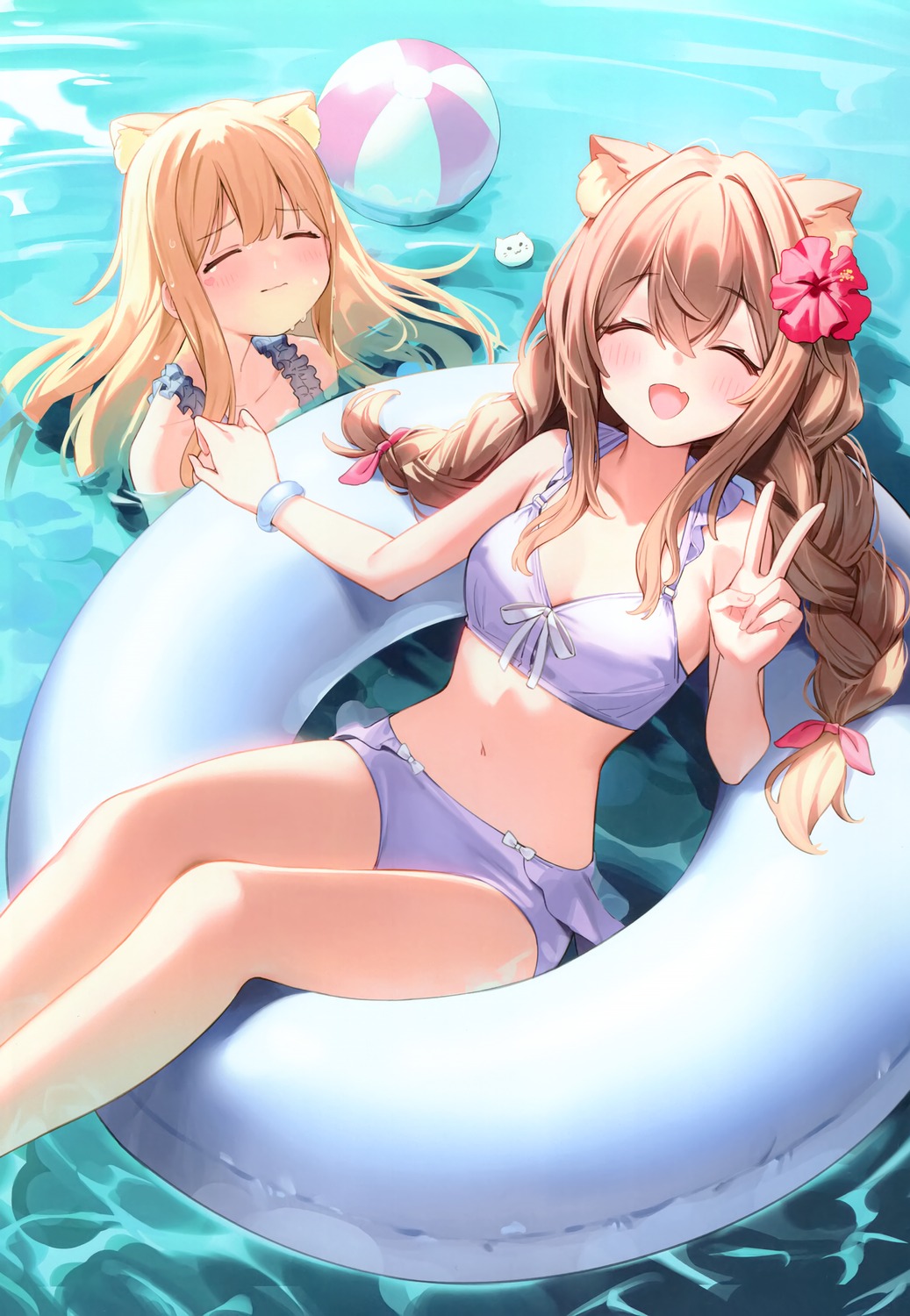 animal_ears, bikini, cleavage, nekomimi, nyum, nyum_production, swimsuits, wet