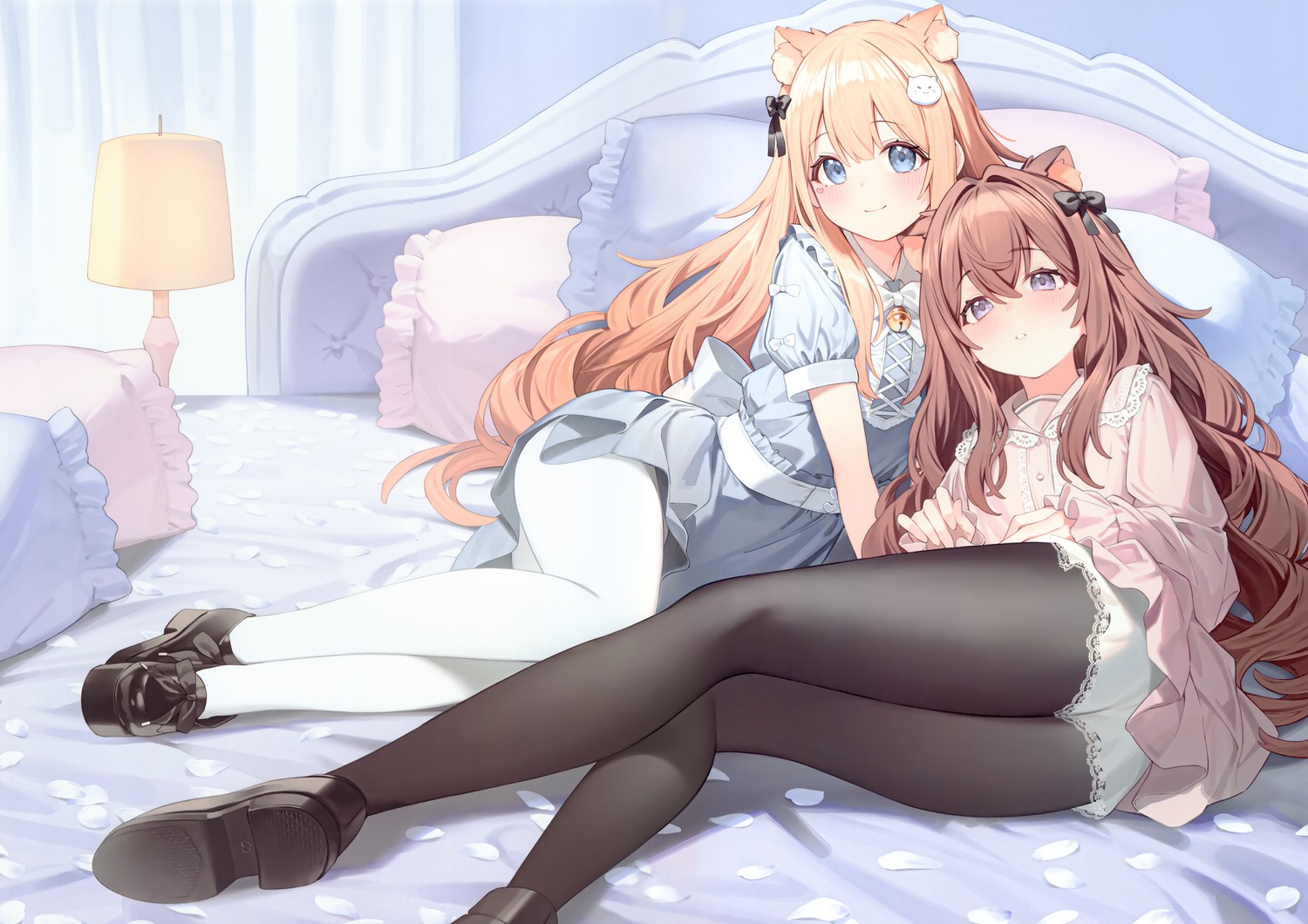 animal_ears, ass, dress, lingerie, nekomimi, nyum, nyum_production, pantyhose