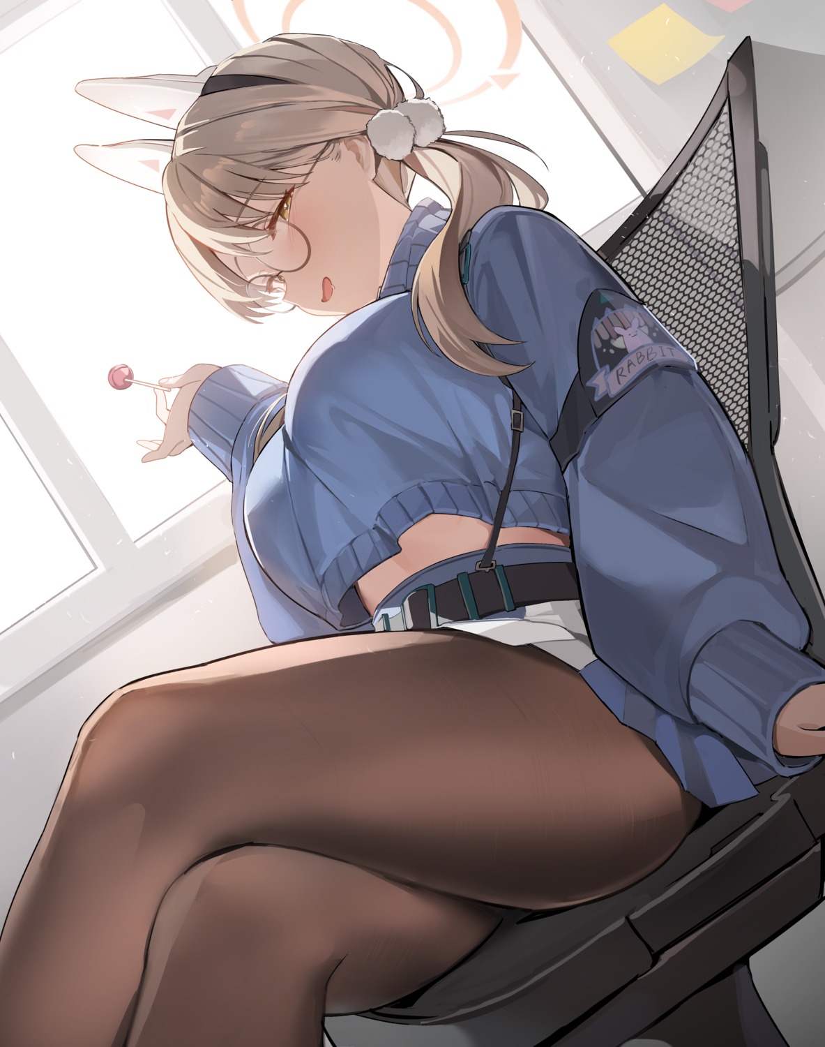 animal_ears, blue_archive, bunny_ears, halo, kazekura_moe, megane, mendou_kusai, pantyhose