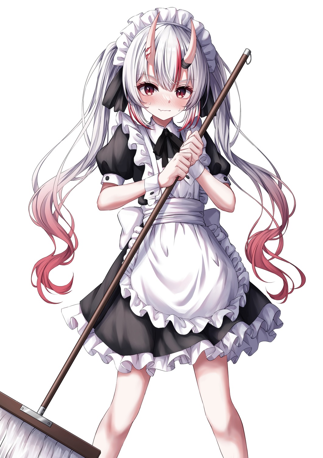hololive, horns, karashi_(asarikarasi), maid, nakiri_ayame