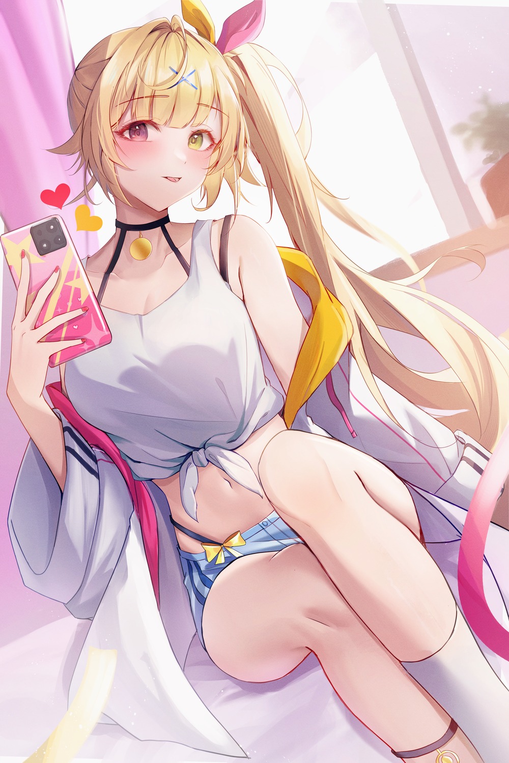 heterochromia, hoshikawa_sara, nijisanji, selfie, sellf