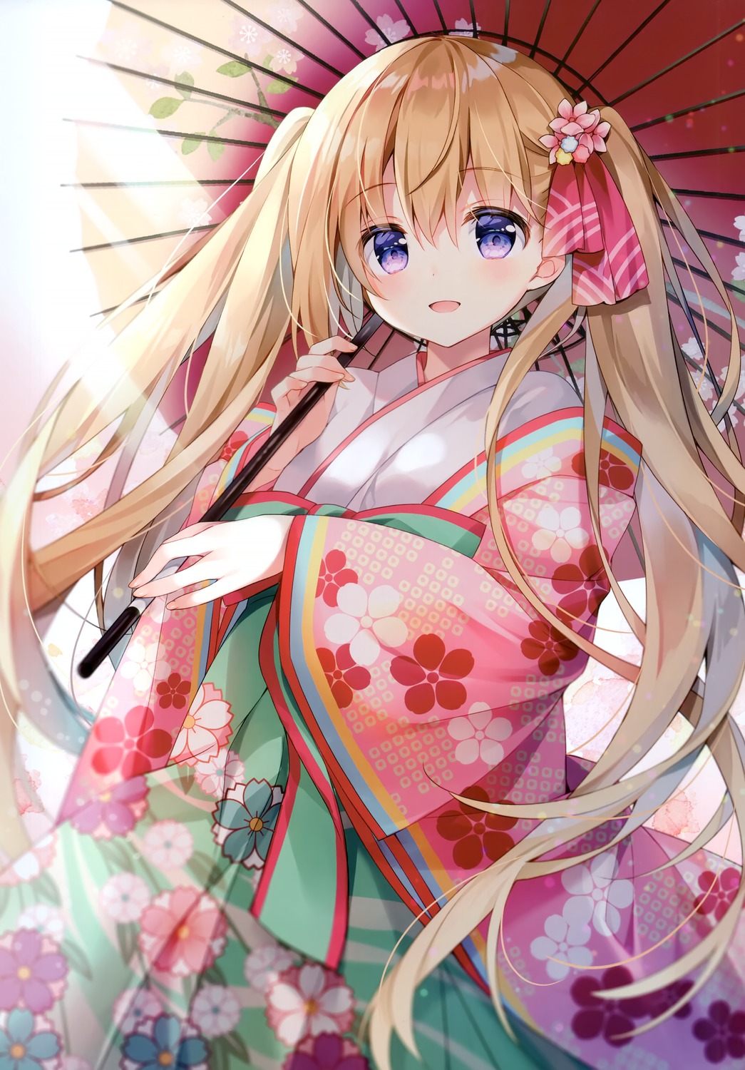 chilly_polka, hakka, japanese_clothes, suimya, umbrella