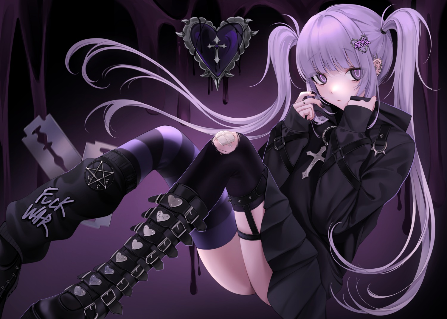 bandaid, blood, garter, gothic_lolita, lolita_fashion, ompf, stockings, thighhighs, torn_clothes