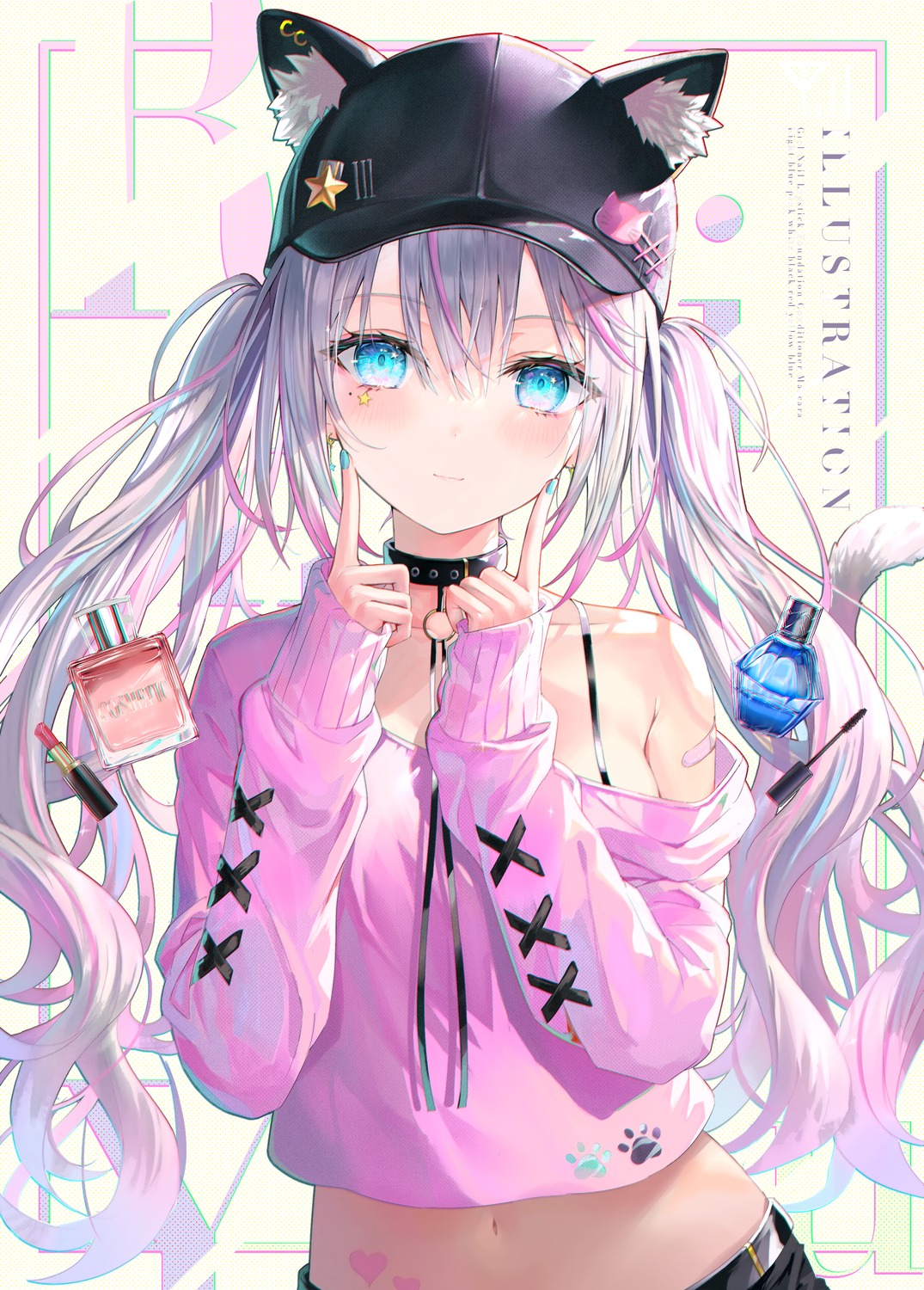 animal_ears, nekomimi, rin_yuu, sweater, tail, tattoo