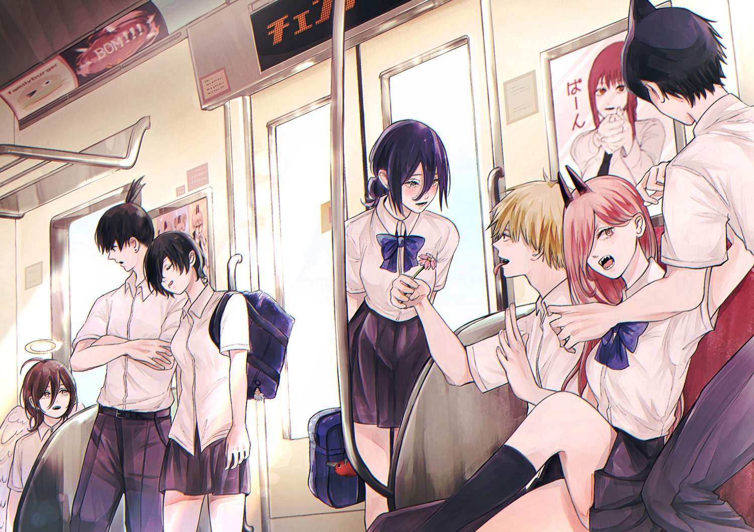 angel, angel_devil_(chainsaw_man), beam_(chainsawman), chainsaw_man, denji_(chainsaw_man), hayakawa_aki, himeno_(chainsaw_man), makima_(chainsaw_man), power_(chainsaw_man), reze_(chainsaw_man), seifuku, toukaairab, wings