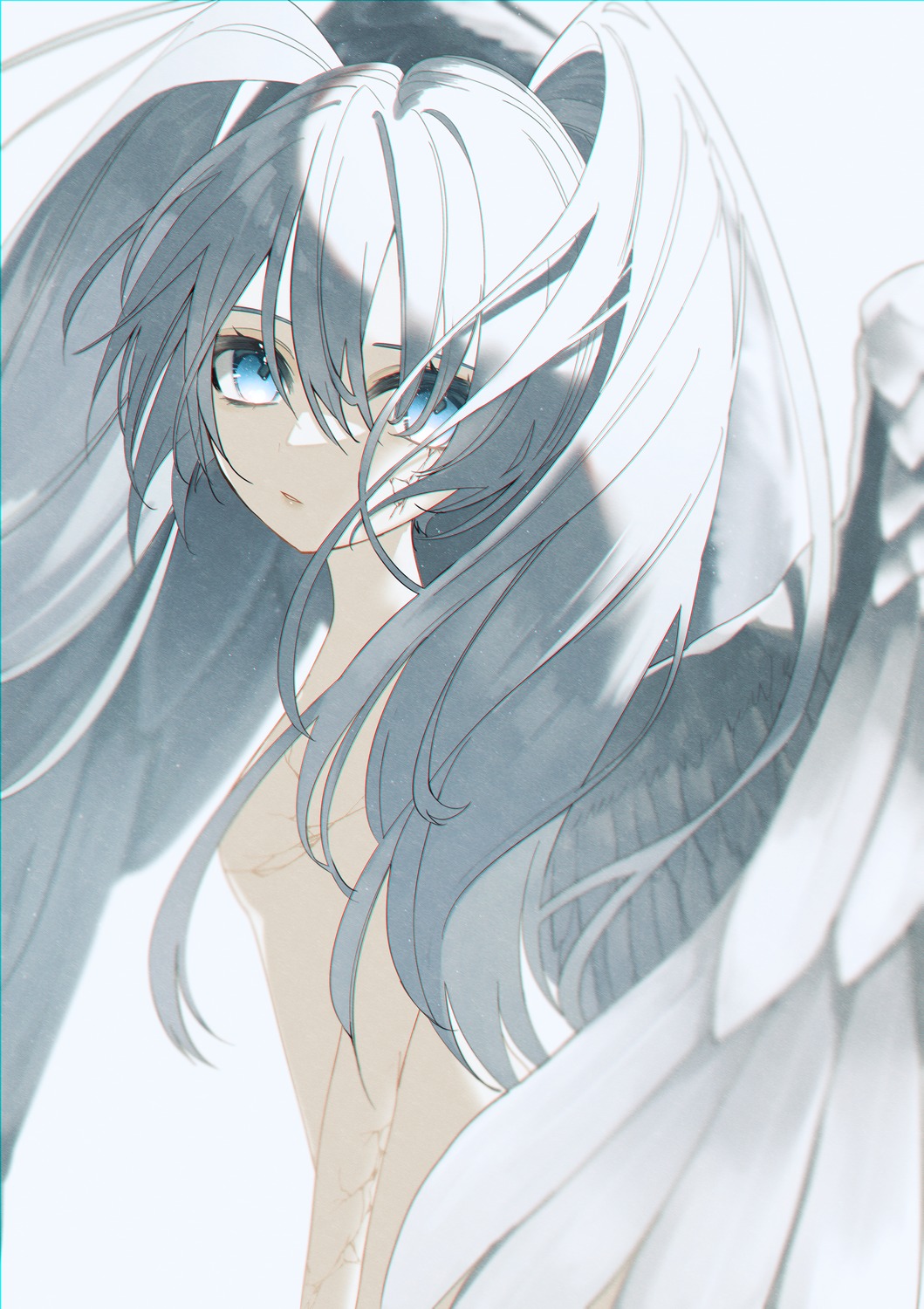 hatsune_miku, reirou_(chokoonnpu), topless, vocaloid, wings
