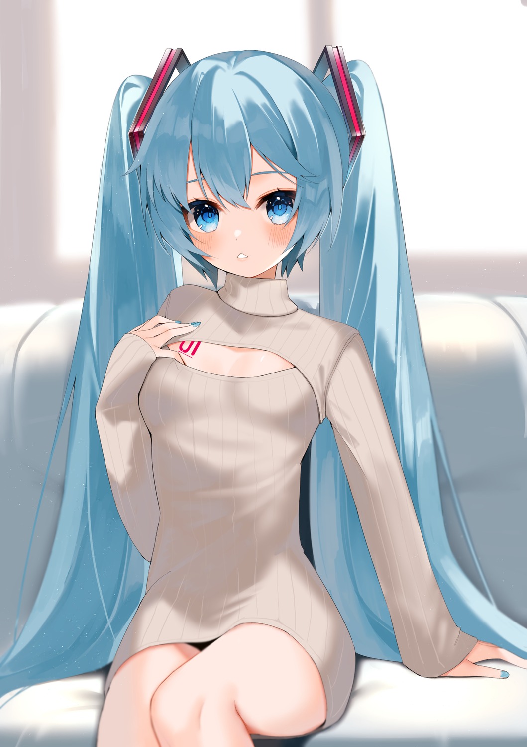 dress, hatsune_miku, reirou_(chokoonnpu), sweater, tattoo, vocaloid