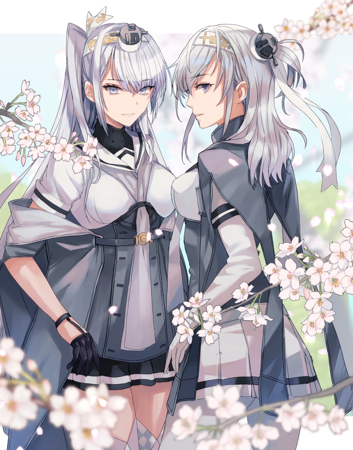 fuyutsuki_(kancolle), kantai_collection, kasumi_(skchkko), pantyhose, seifuku, suzutsuki_(kancolle), thighhighs
