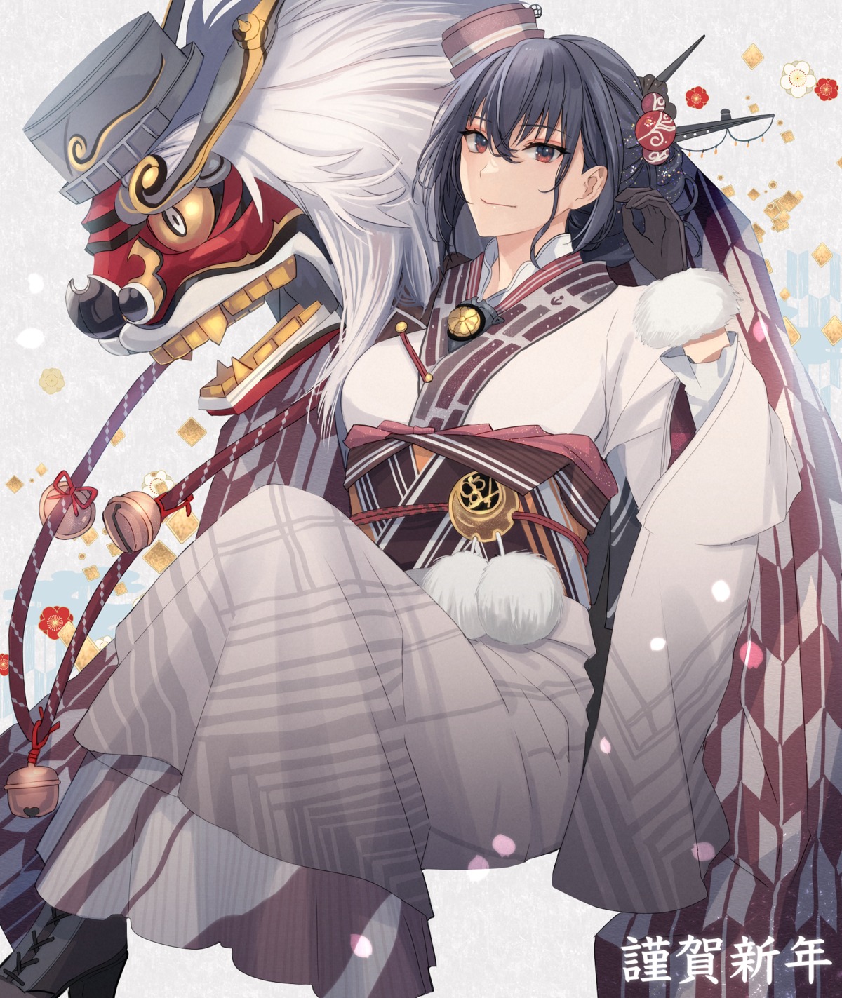 heels, kantai_collection, kasumi_(skchkko), kimono, nagato_(kancolle)